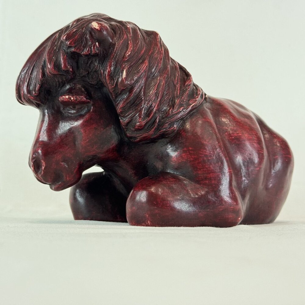 1970's Bossons Briar Rose Shetland Little Pony Figurine Rose Wood Like Statue